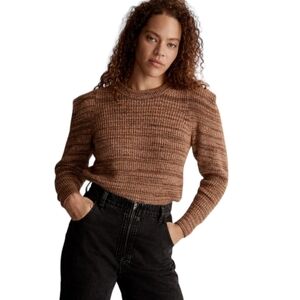 Madewell Space Dyed Prentis Pullover Brown Knit Sweater soft alpaca 80s shoulder